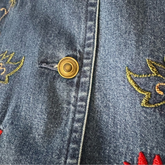 Talbots Embroidered Floral Denim shirt Jacket Cottagecore Top size small - Picture 7 of 9